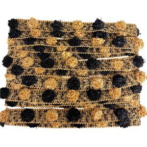 Black & Tan/Gold Pom Pom Decorative Gimp Trim Home Decor Craft Sewing 9 Yards